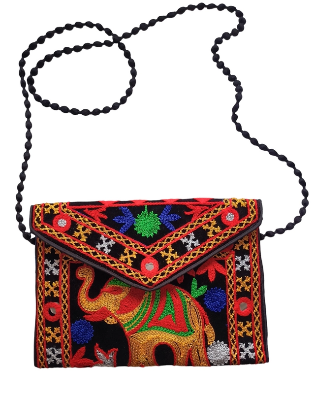 Handmade Rajasthani Sling Bag for Women (Black)