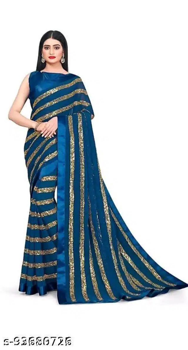 Sequence Saree for Women (Blue, 6.3 m)