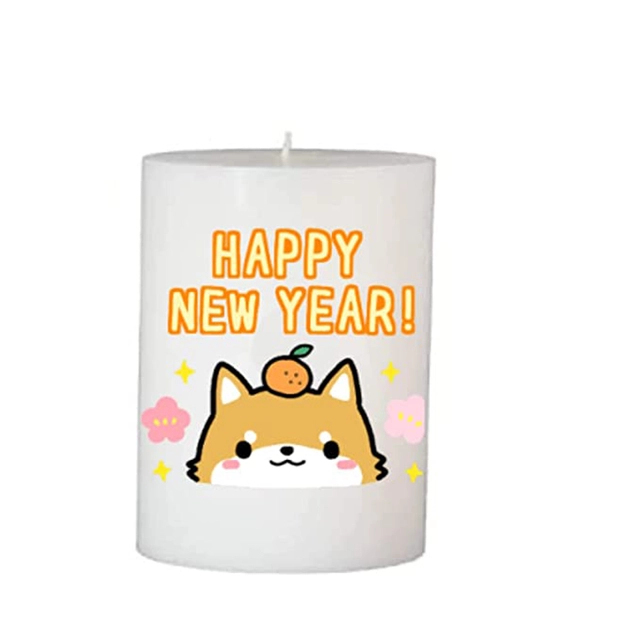 Floish Decor Premium Printed Happy New Year Pillar Candle