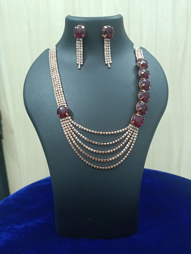 Alloy Necklace with Earrings for Women (Brown)