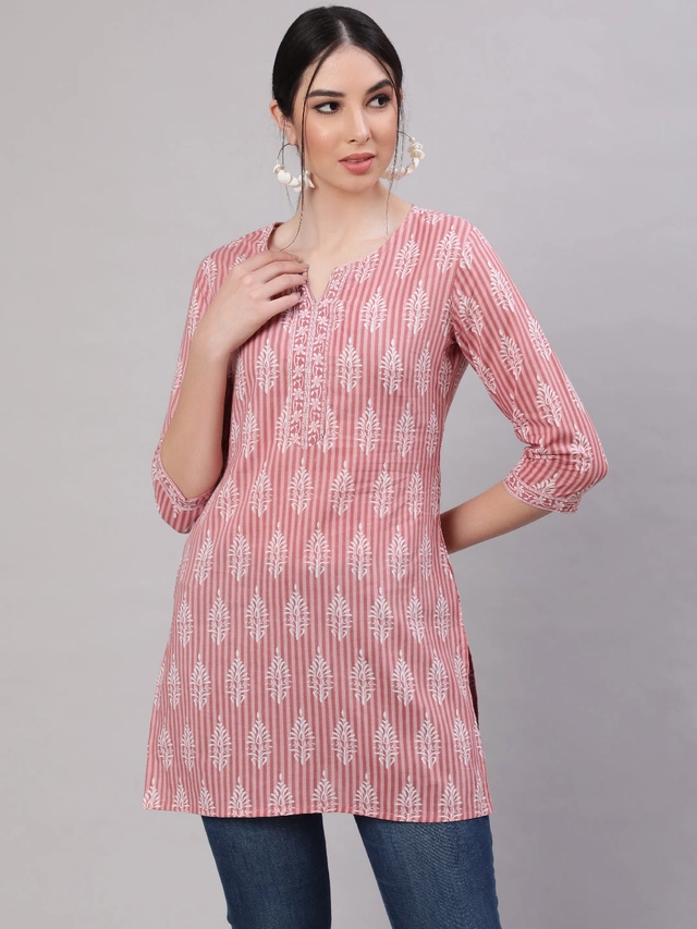 Viscose Rayon Printed Short Kurti for Women (Beige, XS)