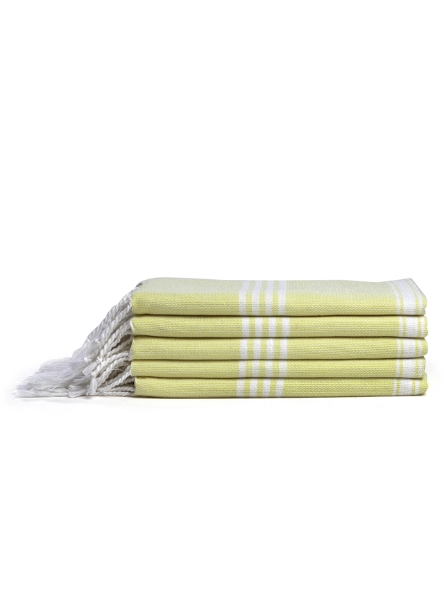 Cotton Solid Face & Hand Towels (Yellow, Pack of 5 ) (34x14 inches)