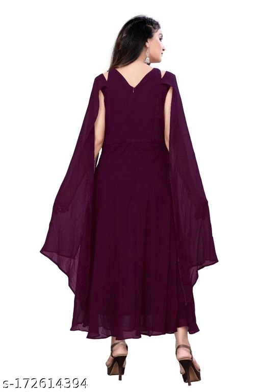 Georgette Embellished Dress for Women (Purple, S)