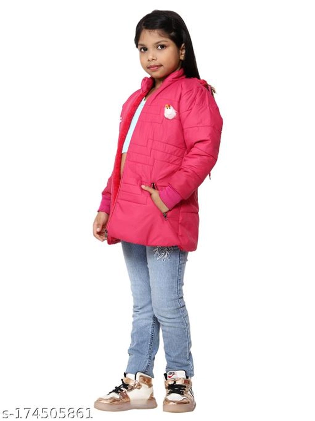 Polyester Jacket for Girls (Pink, 18-24 Months)