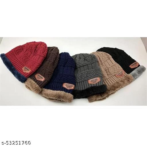 Woolen Cap for Men (Multicolor)