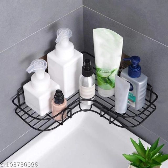 Stainless Steel Bathroom Corner Shelves (Black)