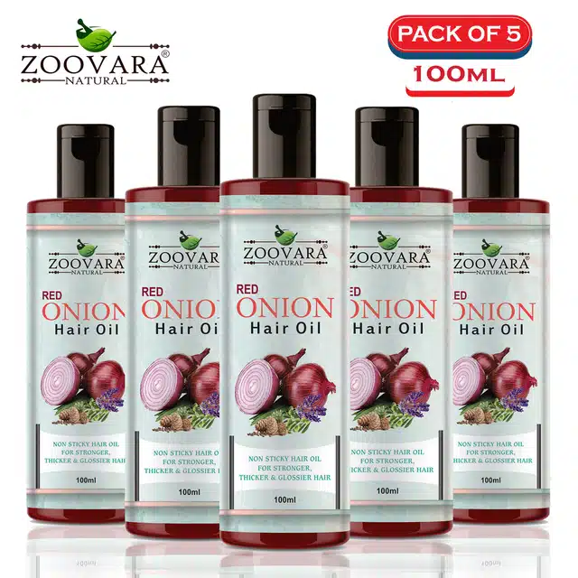 Zoovara Red Onion Hair Oil for Hair Growth (Pack of 5, 100 ml)