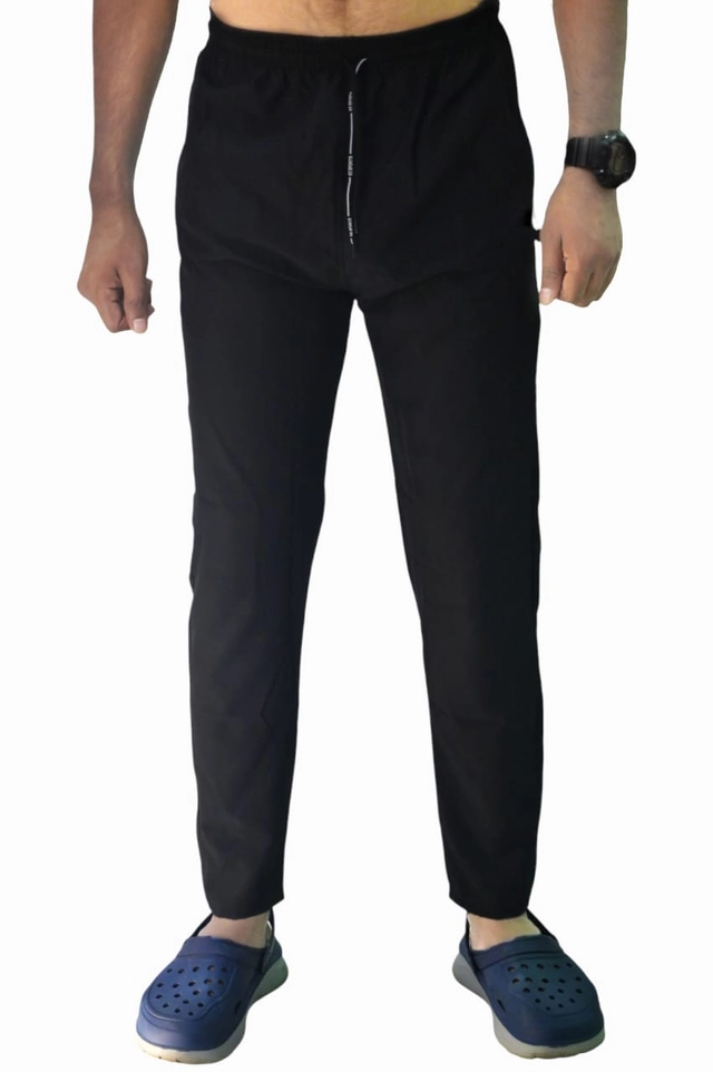 Lycra Solid Trackpant for Men (Black, 28)