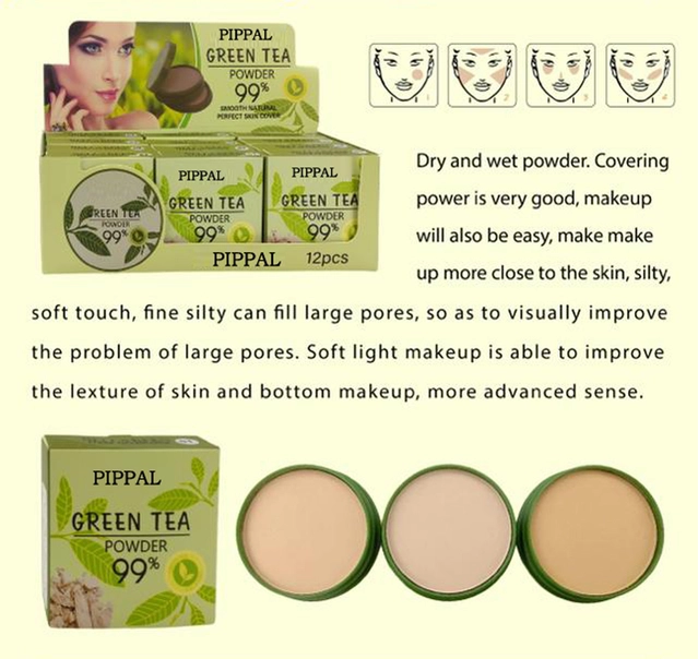 Pippal Green Tea Powder Compact (20 g) with Sky High Eyeliner (6 ml) (Set of 2)