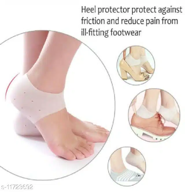 Silicone Pain Relief Heel Socks for Unisex (Beige)