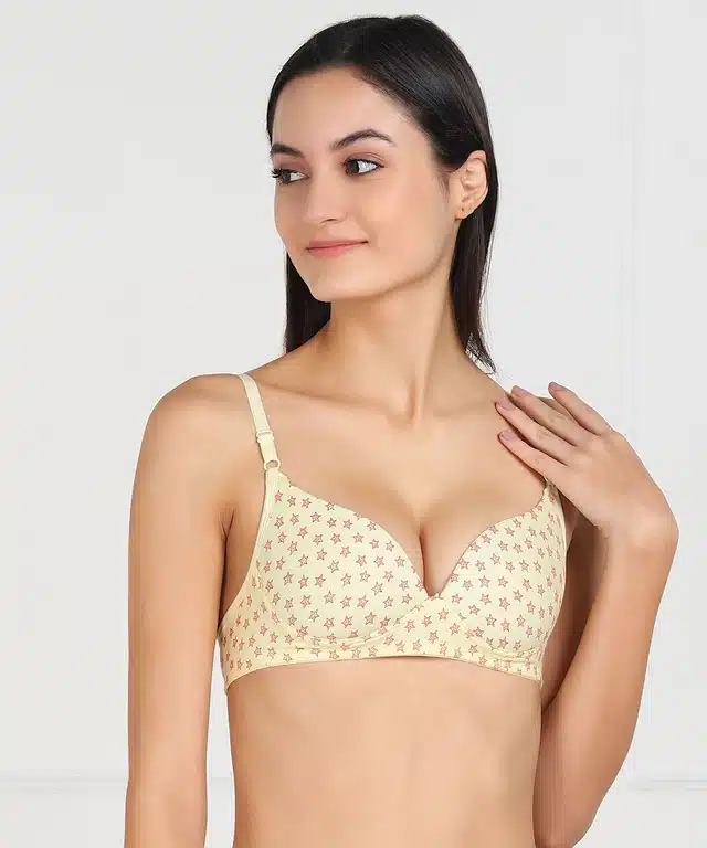 Non-wired Bra for Women (Yellow, 36)