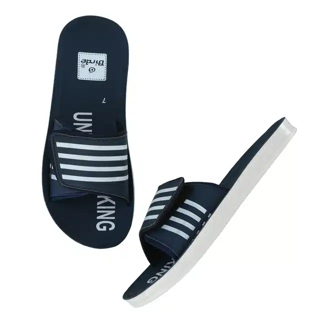 Stylish Lightweight Sliders for Men (Navy Blue, 8) (AE-163)