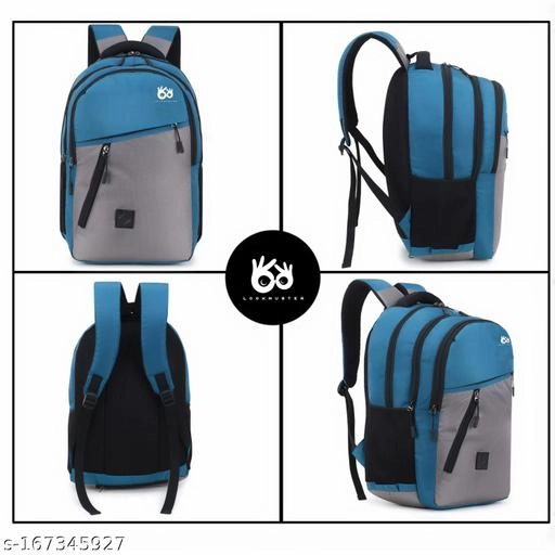 Nylon Backpack for Men & Women (Grey & Teal, 35 L)