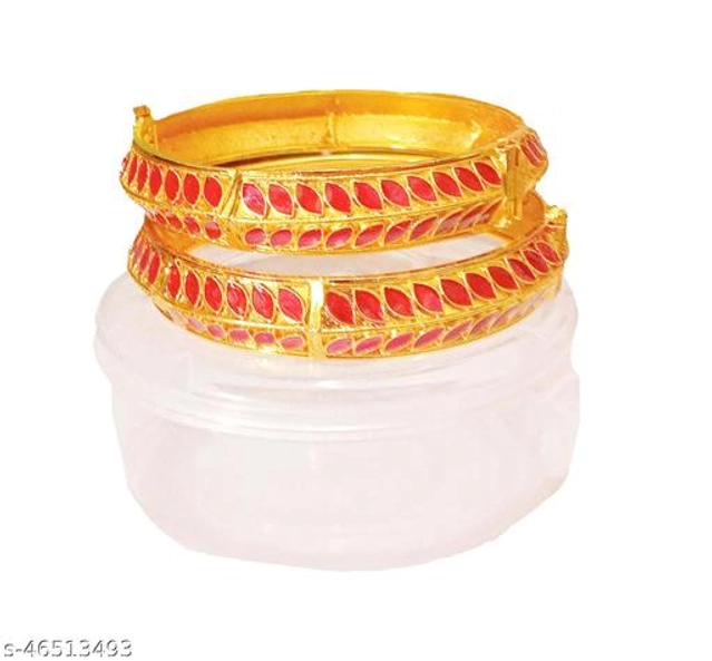 Brass Gold Plated Bangles for Women (Multicolor, 2.2) (Pack of 2)