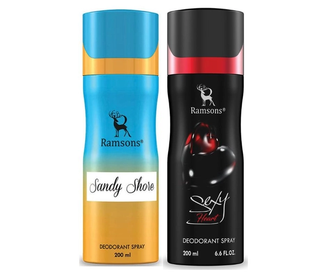 Ramsons Sandy Shore with Sexy Heart Deodorant for Men (200 ml, Pack of 2)