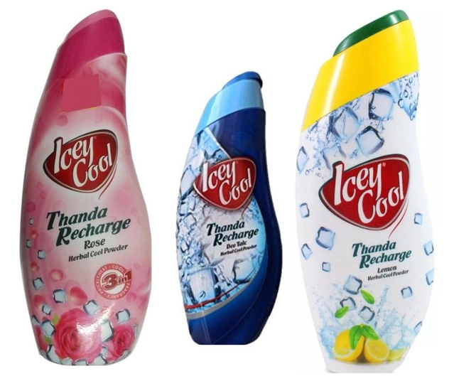 Labolia Icey Cool Lemon Herbal (300 g) with Rose Herbal (300 g) & Blue Deo Talc (100 g) Talcum Powder (Set of 3)