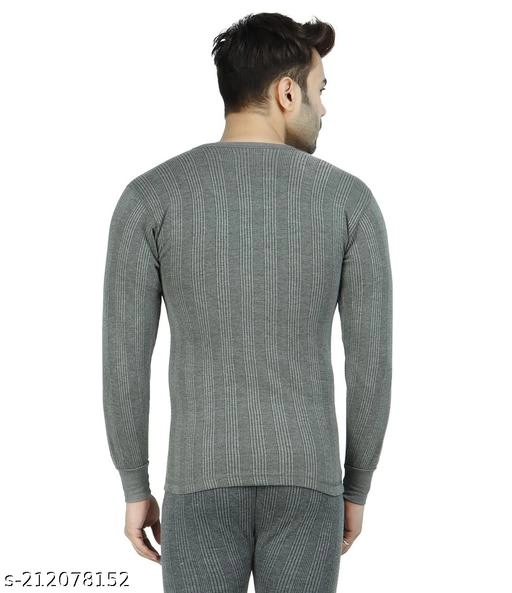 Cotton Blend Thermal Topwear for Men (Grey, M)