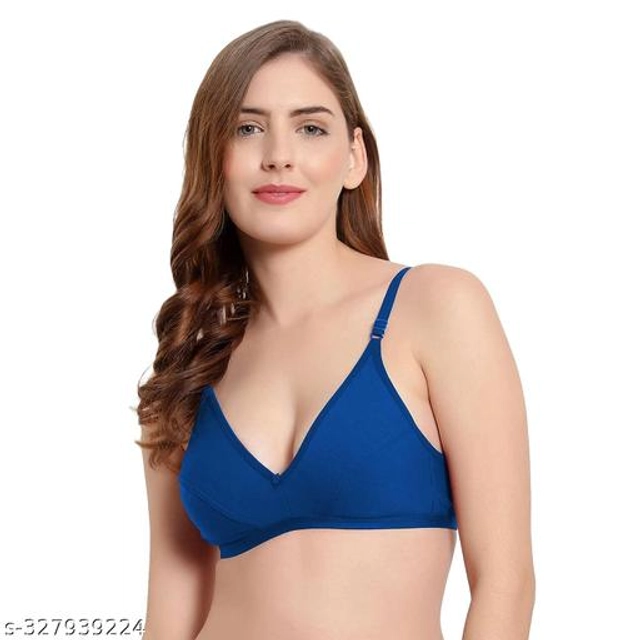 Poly Cotton Non Padded Solid Bra for Women (Multicolor, 32A)