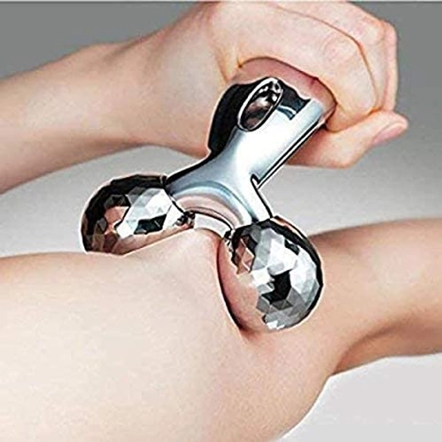 3D Manual Roller Face Body Massager (Silver)