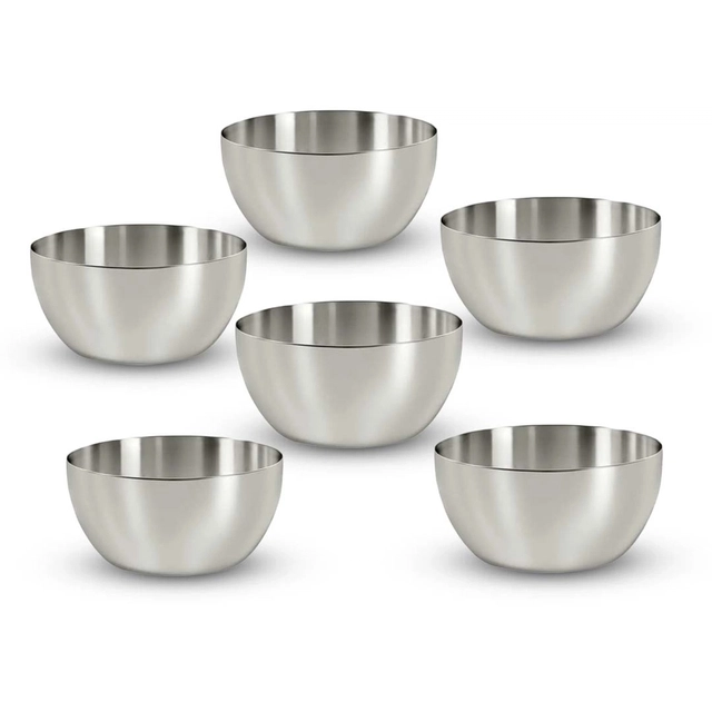 JENSONS Stainless Steel Apple Bowl (250 mL each, Pack of 6)