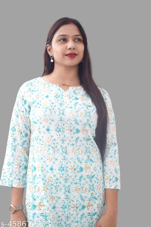 Rayon Printed Kurti with Palazzo for Women (Multicolor, M)