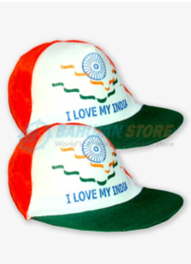 Indian National Flag Printed Caps for Kids (Multicolor, Pack of 2)