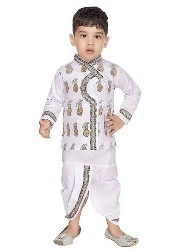 Dhoti and Kurta Set for Kids (White, 0-1 Years)