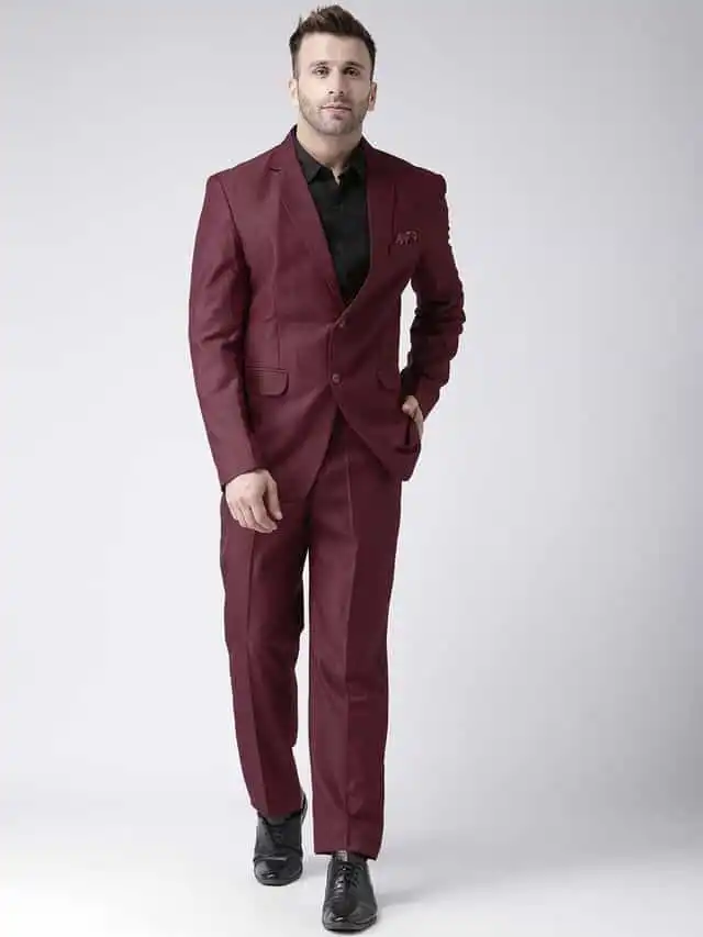 हैंगअप मेंस फॉर्मल पॉलिएस्टर विस्कोस रेगुलर फिट सूट, Mahroon, Size- 40 (Maroon_CS_40)