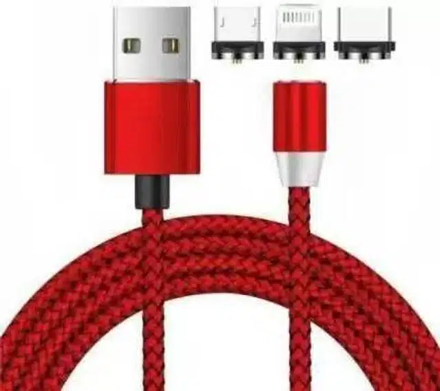 3 in 1 Magnetic Data Cable (Red, 1 m)