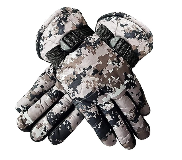 Viscose Rayon Checked Full Hand Gloves for Men & Women (Grey)