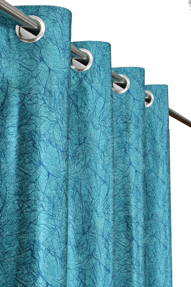 Polyester Printed Curtain for Door & Window (Aqua Blue, 5 Feet)