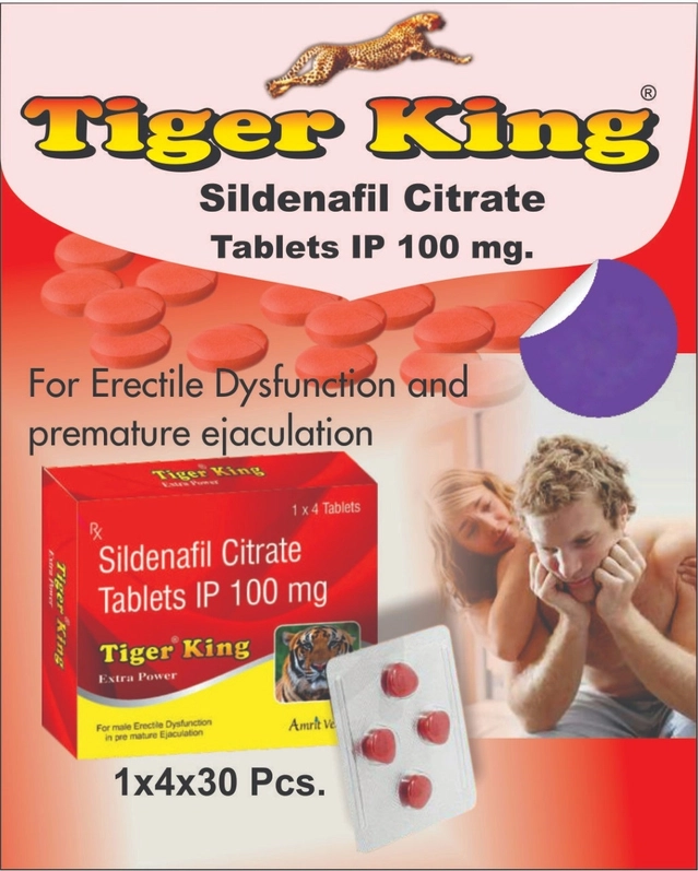 Tiger King Siladenafil Citrate 100 Mg 4 Pcs Tablets for Men (Pack of 1)