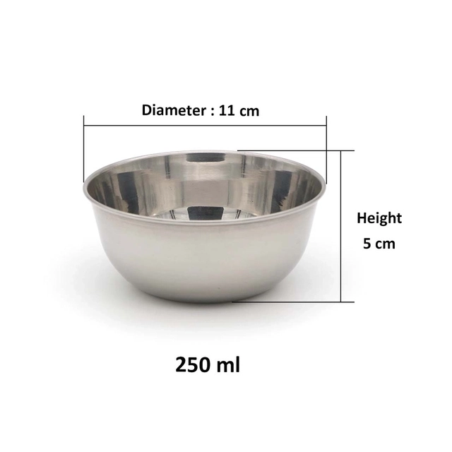 JENSONS Stainless Steel Bowl (250 mL each, Pack of 2)