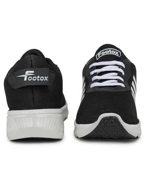 Footox Stylish Mens Casual Shoes (Black & White, 8) (F-1076)