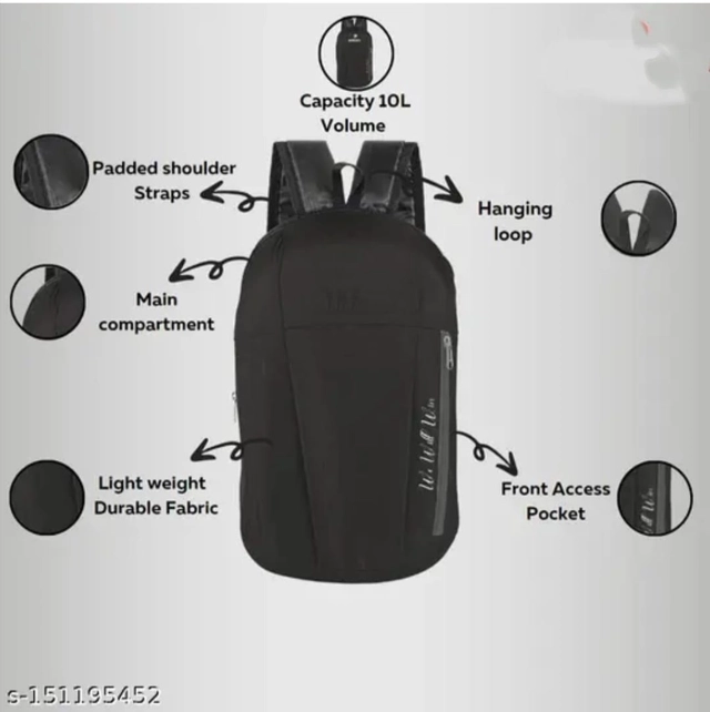 Polyester Backpack for Men & Women (Black)