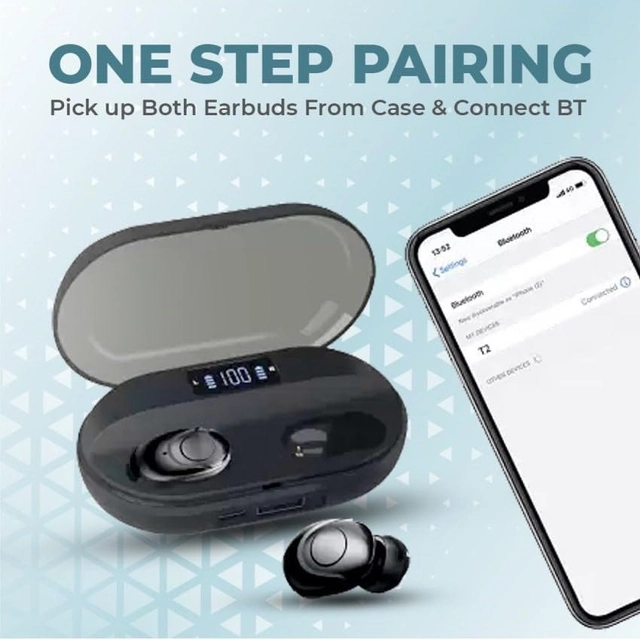 Wireless Bluetooth Earbuds with Charging Case (Black)