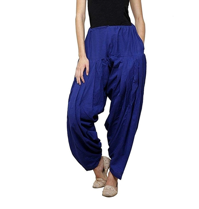 Cotton Solid Patiala for Women (Blue, 28)