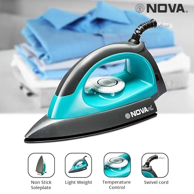 NOVA Plus Amaze NI-10 Dry Iron (1100 Watt , Grey/Turquoise)