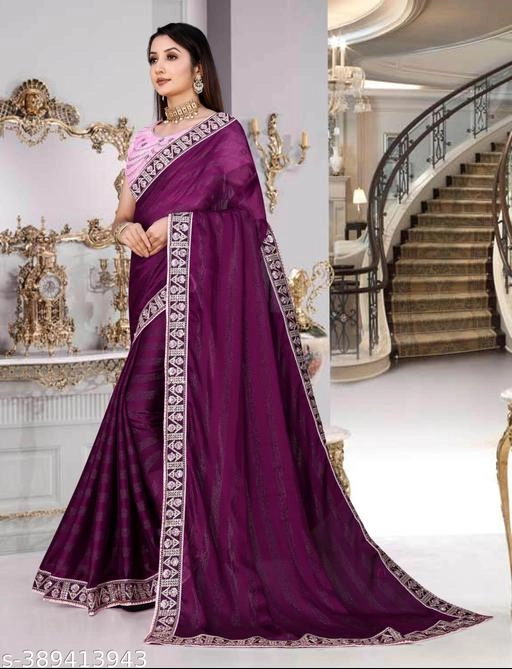 Simmer Embroidered Saree for Women (Purple, 6.3 m)