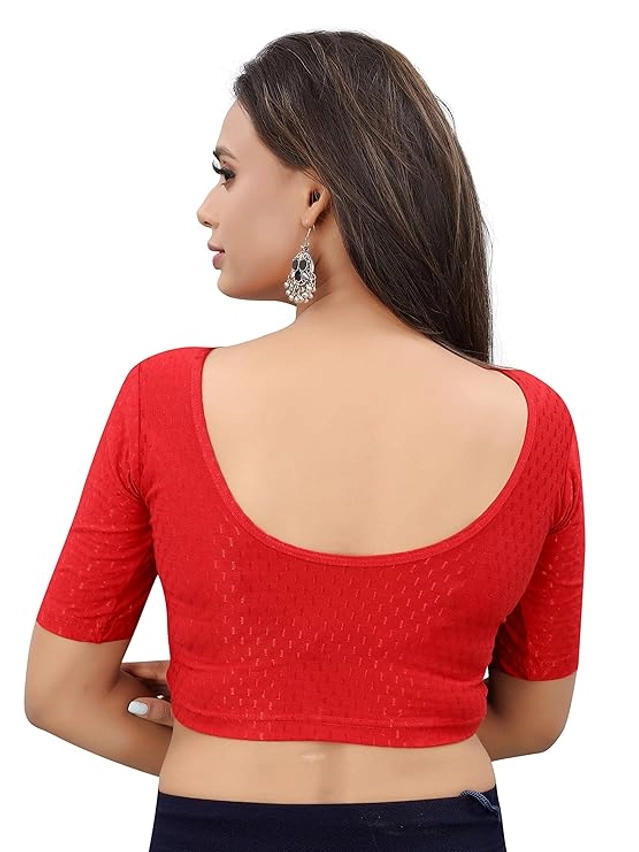 Lycra Solid Stretchable Stitched Blouse for Women (Red, 30) (Pack of 2)