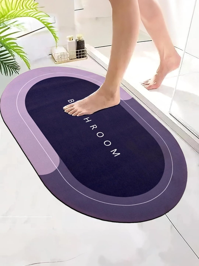 Water Absorbent Quick Dry Rubber Backed Anti-Slip Bath Mat (Multicolor)