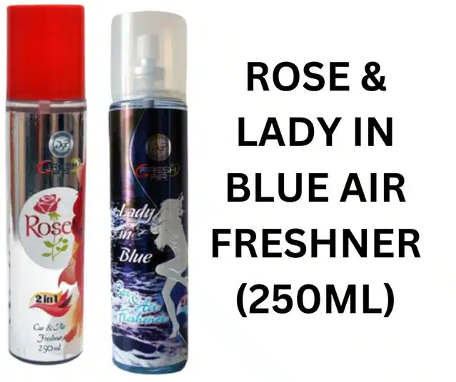 DSP Rose with Lady In Blue 2 in 1 Car & Air Freshener (Pack of 2, 250 ml)