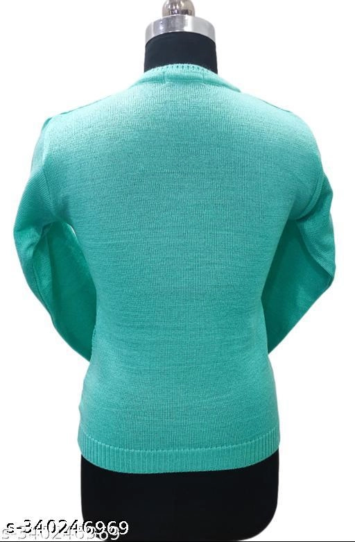 Woolen Solid Top for Women (Sea Green, Free Size)