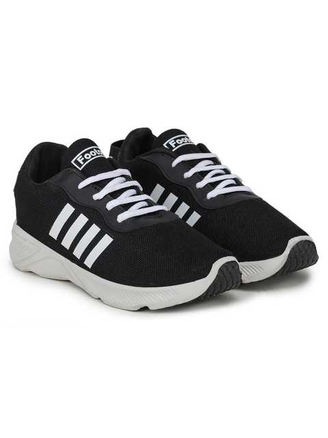 Footox Stylish Mens Casual Shoes (Black & White, 8) (F-1076)