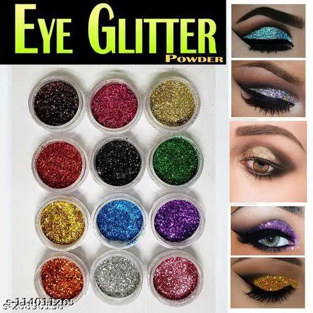 Eyeshadow Glitter Powder (Multicolor, 100 g) (Pack of 12)