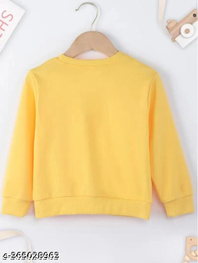 Cotton Blend Sweatshirt for Girls (Yellow, 2-3 Years)