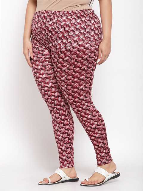 Klotthe Women Printed Legging (Maroon, 34) (K-140)