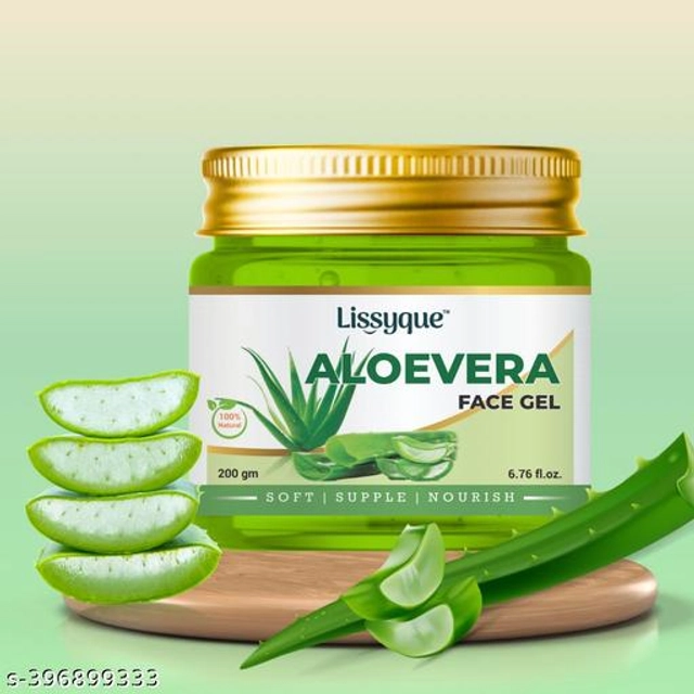  Lissyque Aloevera Face Gel, Face And Hair, Ideal For Acne Scars, Dark Circle, Moisturising, Soothing, Multipurpose Gel - 200 gm