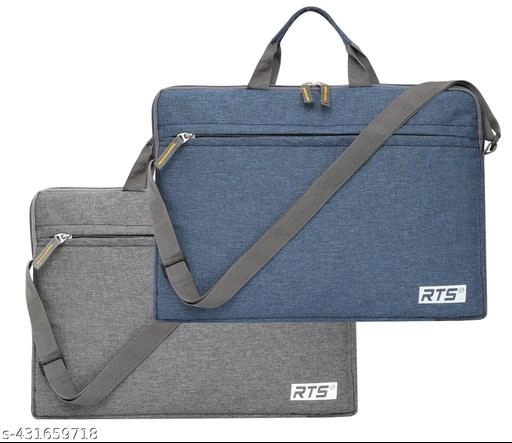 Fabric Laptop Bag (Grey & Blue, Pack of 2)