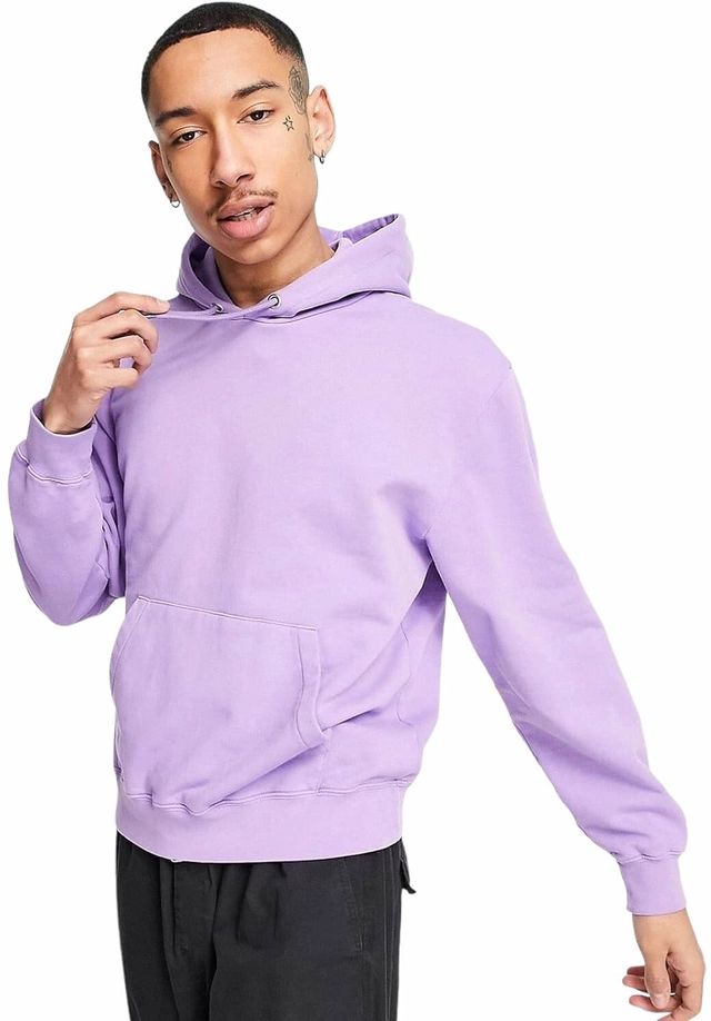 Cotton Blend Solid Hoodie for Men (Purple, M)